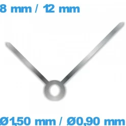 Jeu d'aiguilles pour mouvement de montre argenté 8 mm - 12 mm