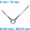 Jeu d'Aiguilles pour Mouvement de Montre Argenté 1,20 mm - 0,70 mm