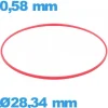 Joint   d'horlogerie ISO Swiss 28,34 X 0,58 mm cylindrique  étanchéité rouge
