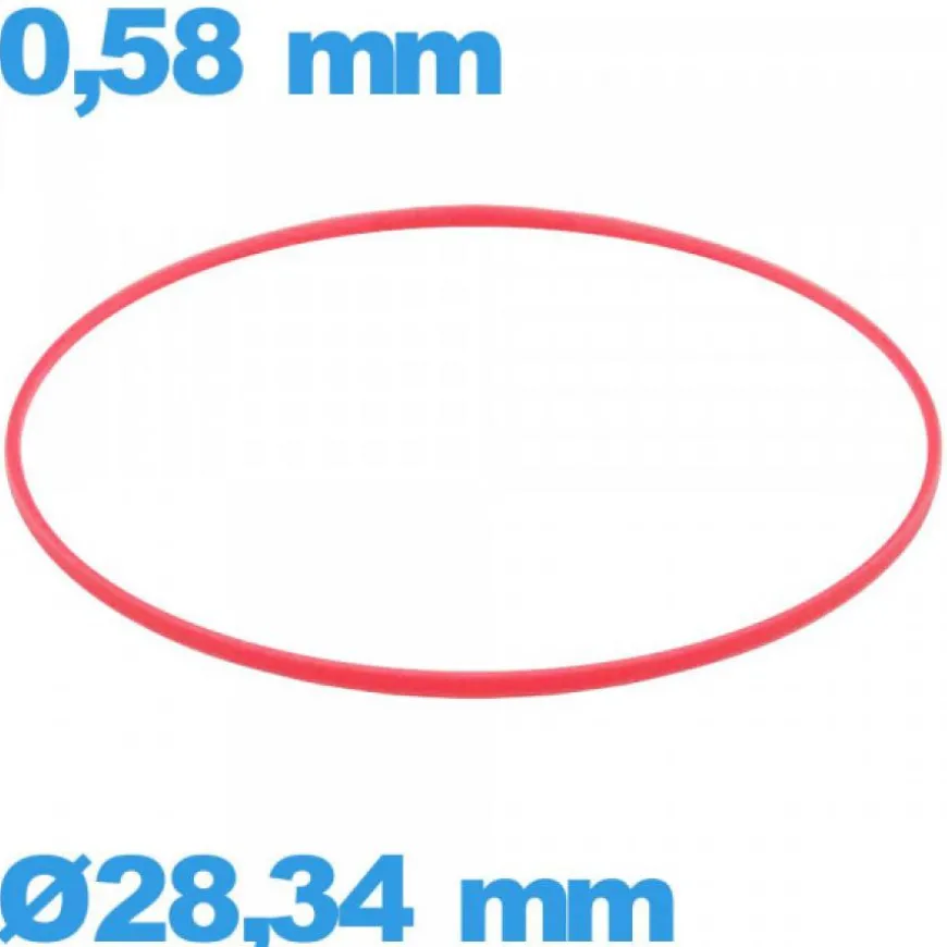 Joint d'horlogerie ISO Swiss 28,34 X 0,58 mm cylindrique étanchéité rouge