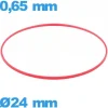 Joint   d'horlogerie  24 X 0,65 mm cylindrique  étanchéité rouge