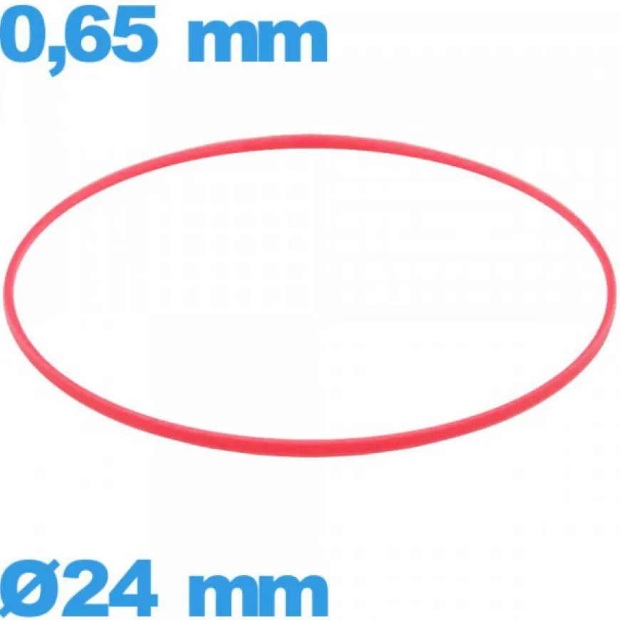 Joint d'horlogerie 24 X 0,65 mm cylindrique étanchéité rouge