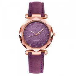 Jolie Montre Femme pas chère Cadran à Paillettes Violet