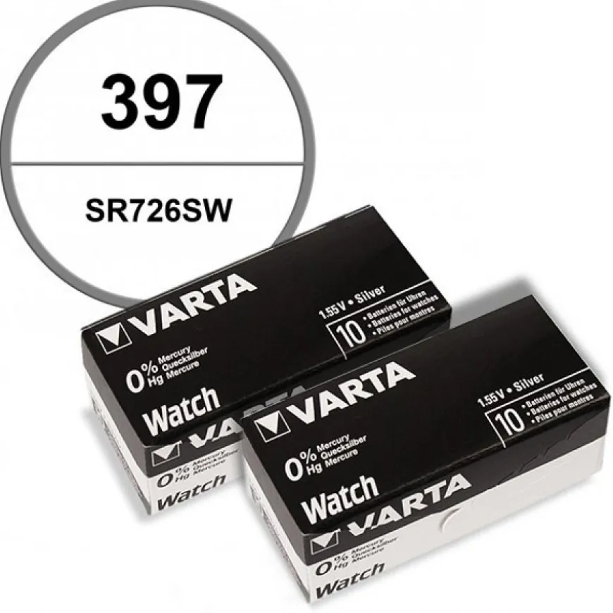 Lot de 20 Batteries de montre 397 alcaline 1,55 V Varta