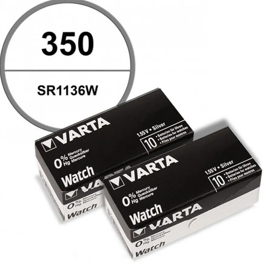 Lot de 20 Piles 1,55 V 350 Varta alcaline pour montre