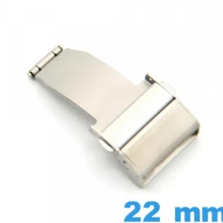 22 mm Attache déployant Argenté Acier avec bouton ouverture