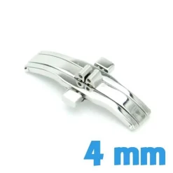 4 mm Fermoir double déployant argent acier bouton