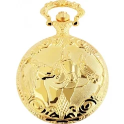Montre a gousset couleur or équitation