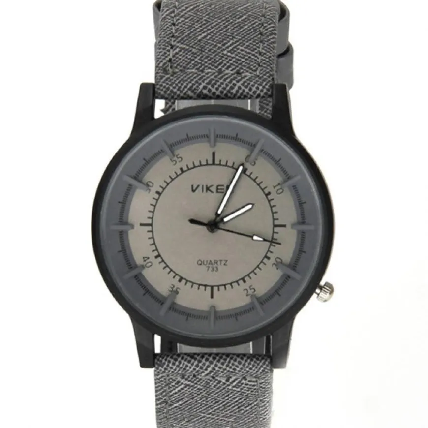 Montre analogique sport bracelet gris cuir homme