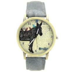 Montre animal zèbre pas chère bracelet gris