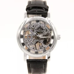 Montre automatique homme cuir noir squelette