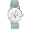 Montre avec bracelet en cuir vert chimie