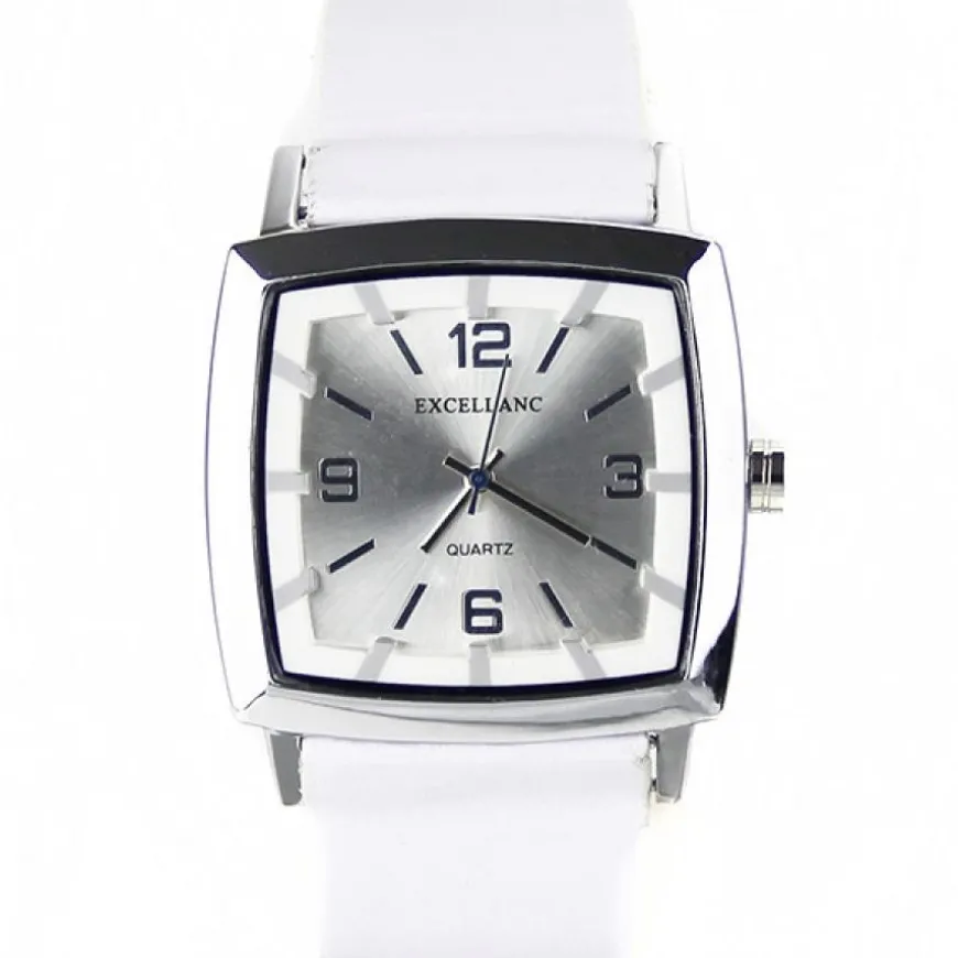 Montre blanche en cuir unisexe