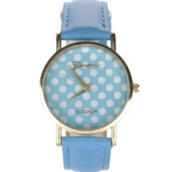 Montre bleu ciel tendance à pois
