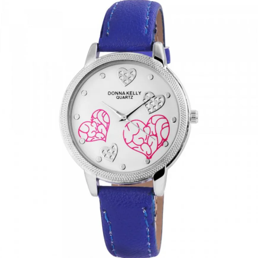 Montre Bleu Femme à Coeurs Donna Kelly