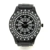 Montre bling-bling gangsta strass rap hip-hop luxe noir diamant brillant