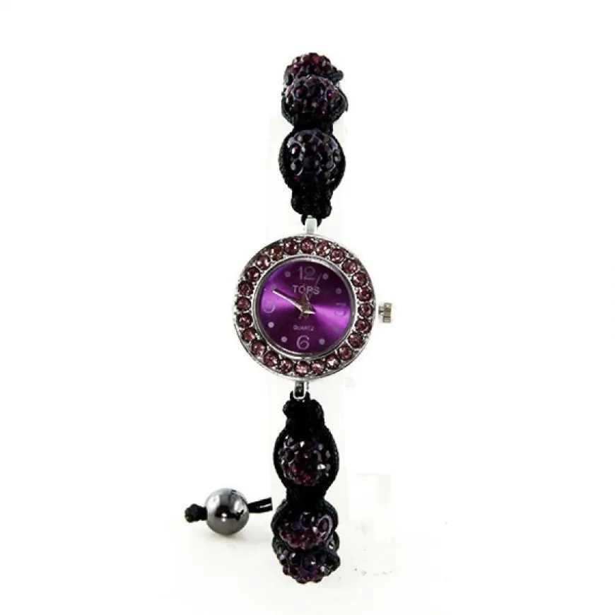 Montre boule brillante violette shamballah femme pas chère