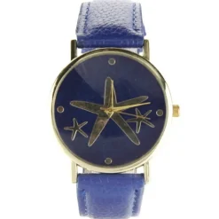 Montre bracelet bleu étoile dorée