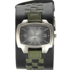 Montre bracelet cuir large noir de marque Excellanc