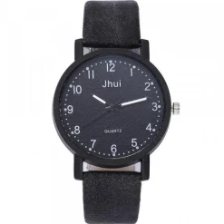 Montre bracelet cuir noir pas chère