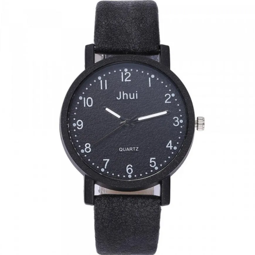 Montre bracelet cuir noir pas chère