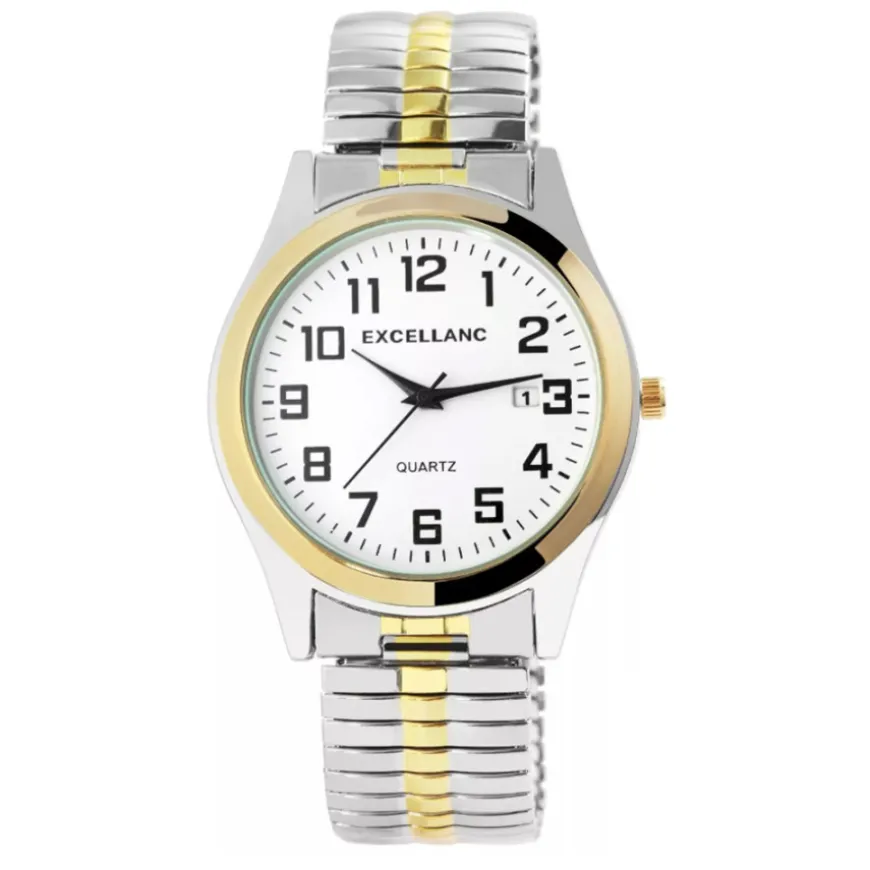 Montre Bracelet Elastique Dateur Bicolore Excellanc