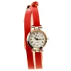 Montre bracelet long pas chère femme rouge boitîer argent