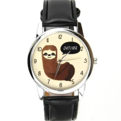Montre bracelet noir avec paresseux