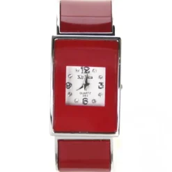 Montre cadran carré tendance femme clip rouge