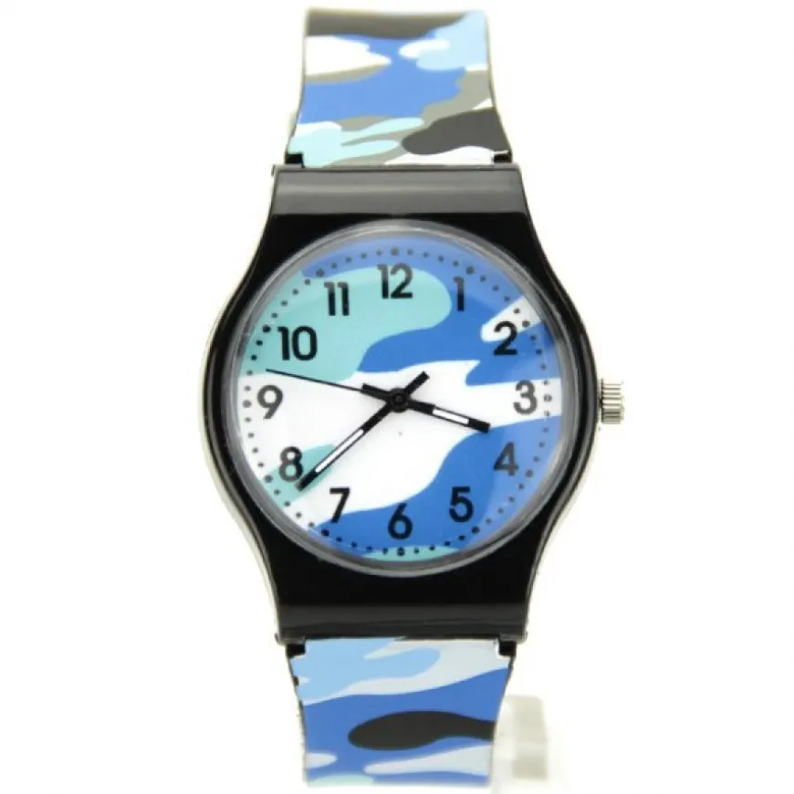 Montre camouflage légère pas chère bleu