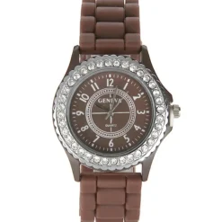 Montre caoutchouc pas chère couleur chocolat
