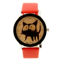 Montre chat femme pas chère bracelet rouge