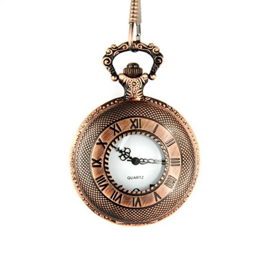 Montre chiffres romains gousset pas chère bronze vintage + chaine