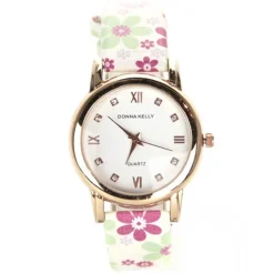 Montre chou Donna Kelly motif fleur femme