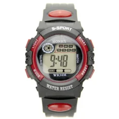 Montre chrono sport noir et rouge pas chère