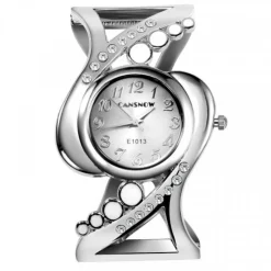 Montre clip argentée avec strass