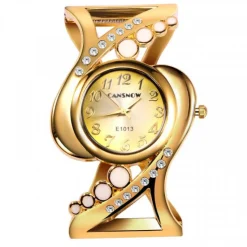 Montre clip dorée avec strass