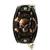 Montre de force tête de mort pas chère noire chaine crâne cuivre