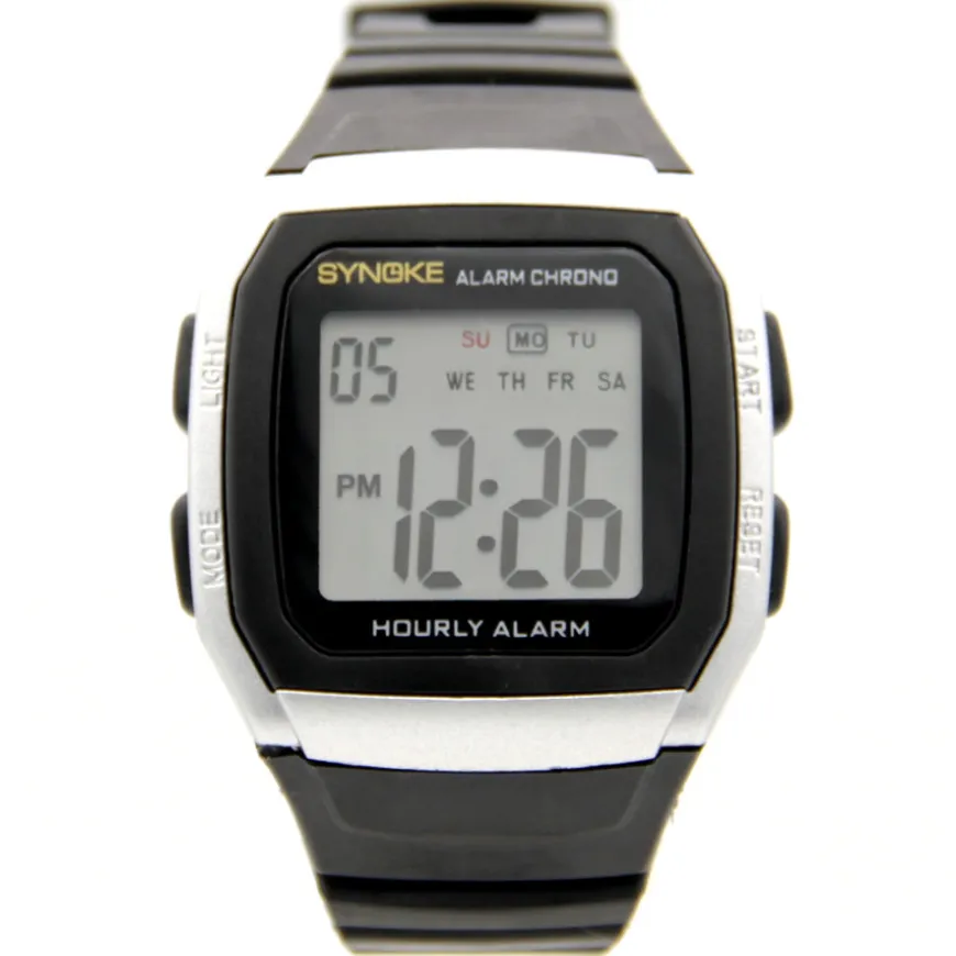 Montre Digitale Homme Gros Chiffres Noir et Argenté