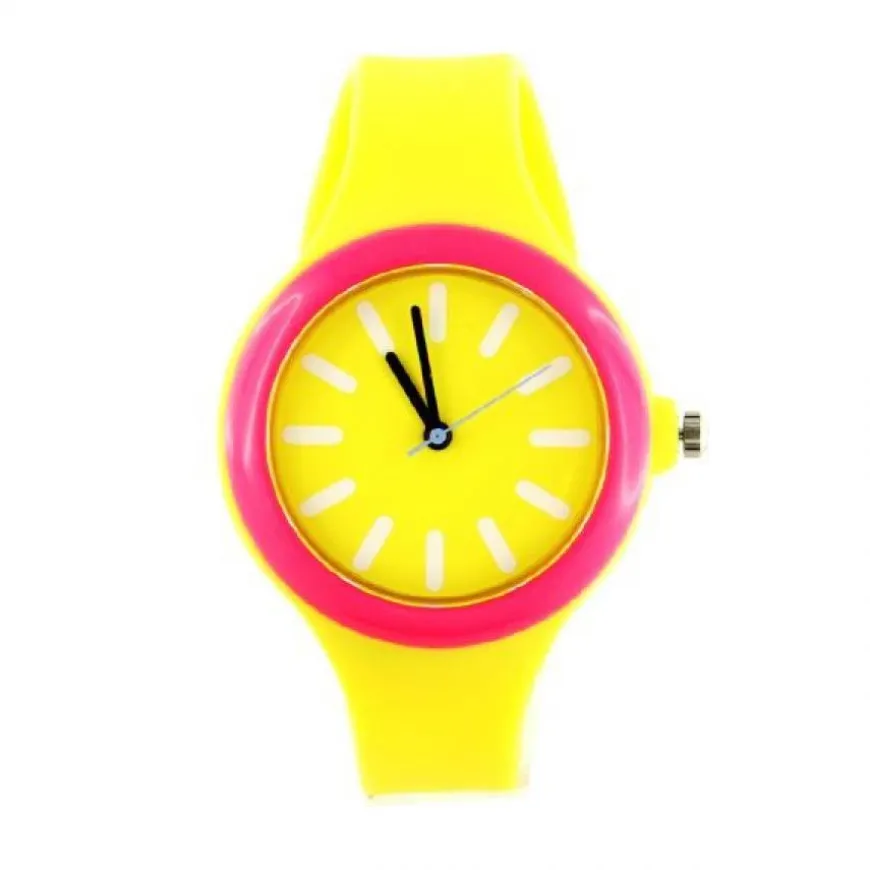 Montre enfant jaune et rose