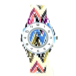 Montre femme motif aztèque pas chère bracelet plastique