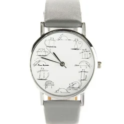 Montre femme pas chère gris simple avec chat