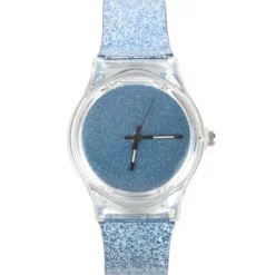 Montre fond bleu paillettes femme pas chère