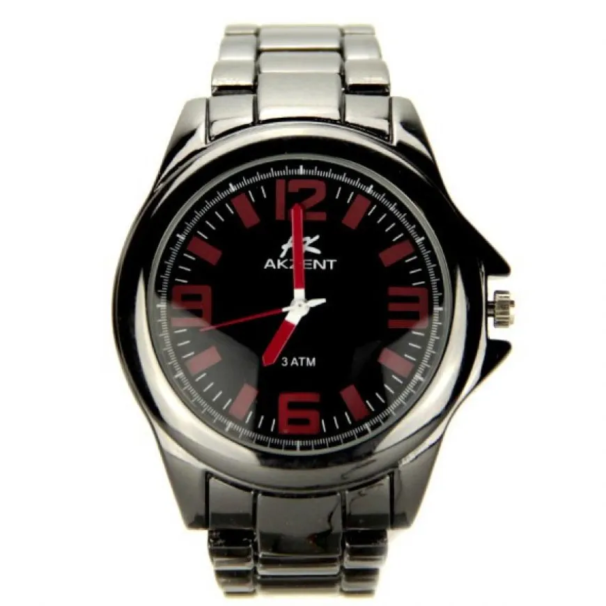 Montre grosse homme bracelet acier noir