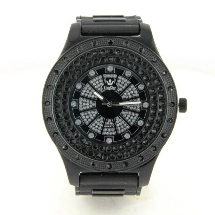 Montre hip-hop KingStar rap noir hip-hop bracelet silicone plastique