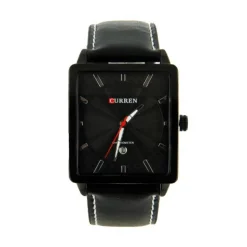 Montre homme bracelet cuir marque Curren cadran noir carbone
