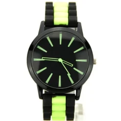 Montre homme bracelet silicone noir et vert