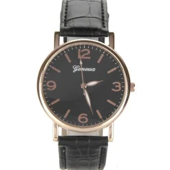 Montre homme élégante bracelet noir cuir