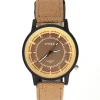 Montre homme moutarde bracelet cuir