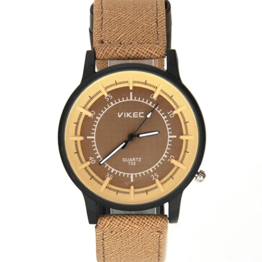 Montre homme moutarde bracelet cuir
